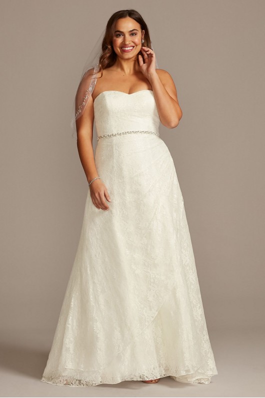 Lace Plus Size Wedding Dress with Side Drape Skirt  Collection 4XL9WG3805