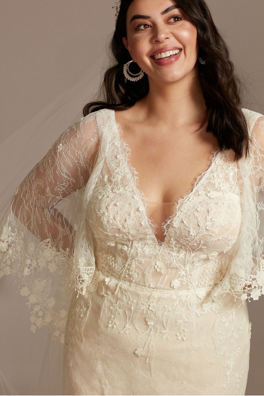 Lace Plus Size Wedding Dress with Trimmed Capelet Melissa Sweet 8MS251224