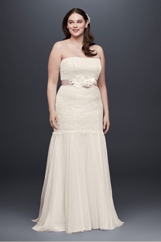 Lace Plus Size Wedding Dress with Tulle Skirt Galina 9KP3765