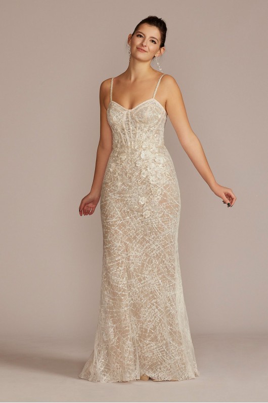 Lace Sheath Tall Wedding Gown with Overskirt Galina Signature 4XLSWG916