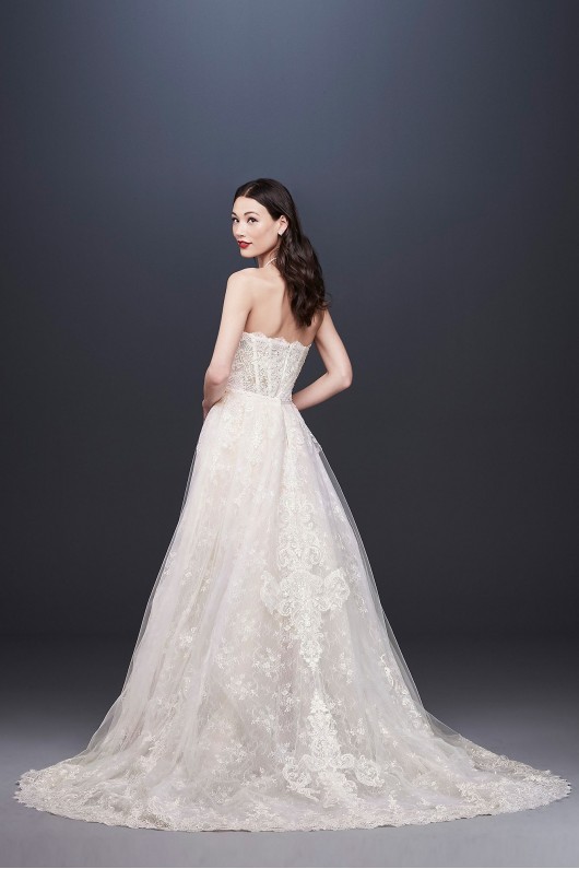 Lace Sheath Wedding Dress with Removable Overskirt  CWG816
