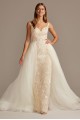 Lace Sheath Wedding Dress with Tulle Overskirt  CWG850