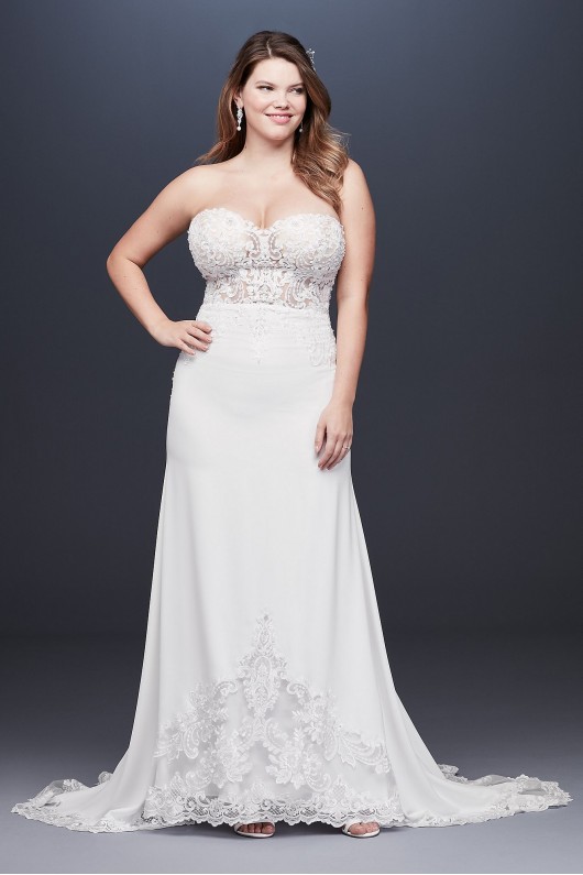 Lace Sheer Beaded Bodice Plus Size Wedding Dress  4XL9SV830