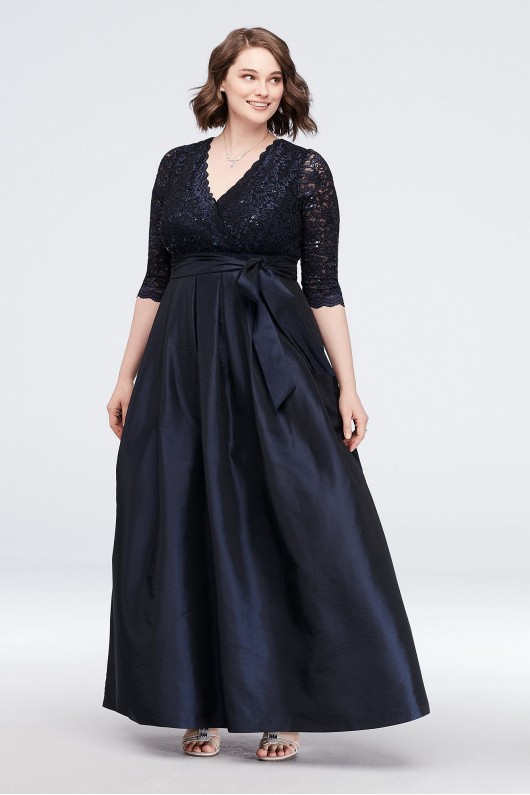 Lace Surplice Bodice Taffeta Plus Size Ball Gown Jessica Howard JHDW5750
