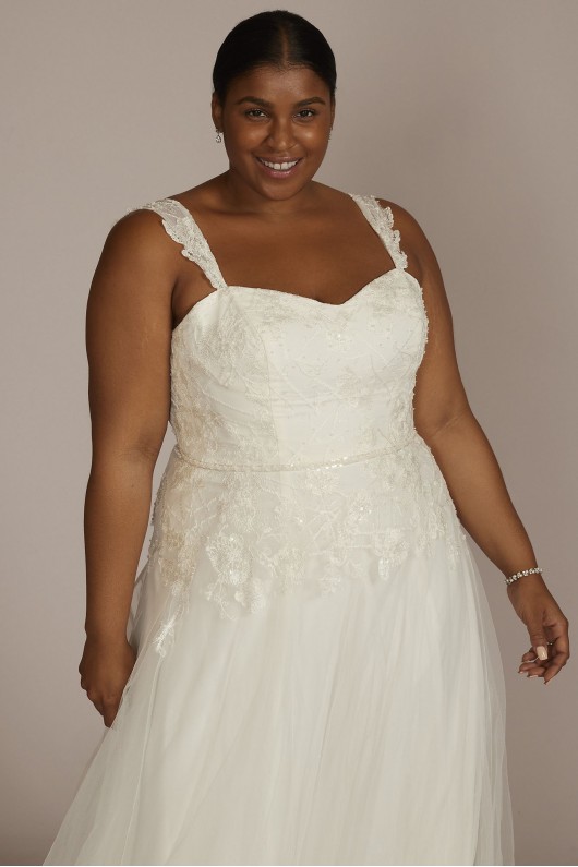 Lace Tank Sleeve A-Line Plus Size Wedding Gown DB Studio 9WG4048