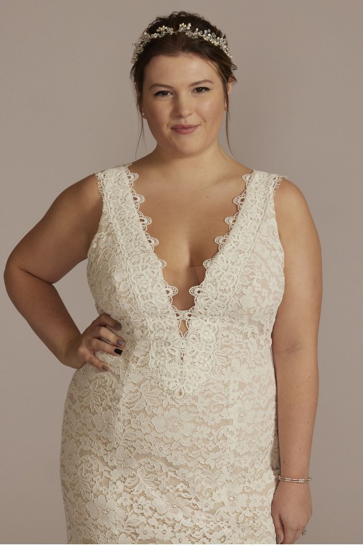 Lace Tank Tall Plus Wedding Gown with V-Back DB Studio 4XL9WG4061