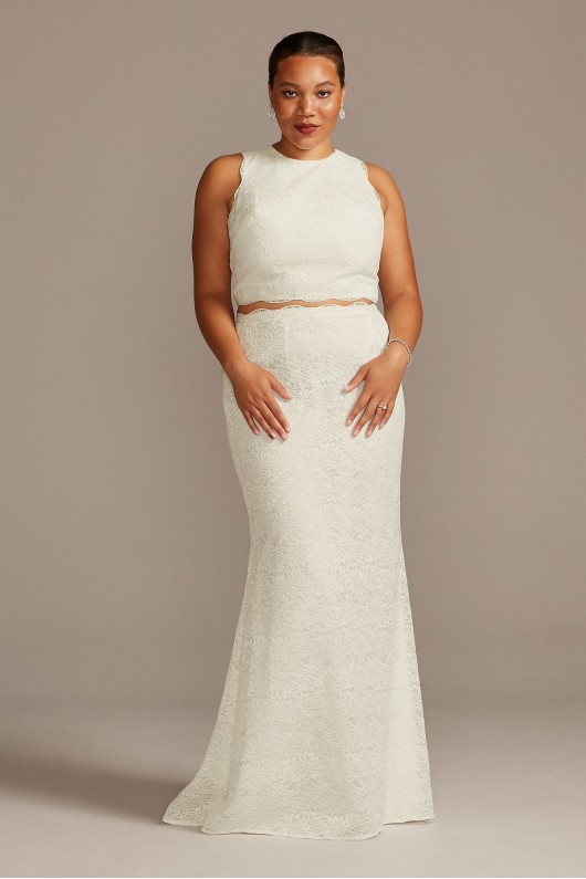 Lace Two-Piece Scalloped Plus Size Wedding Dress Melissa Sweet 8MS251210