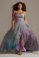 Lace-Up Back Metallic Iridescent Plus Size Dress Night Studio 2139DW