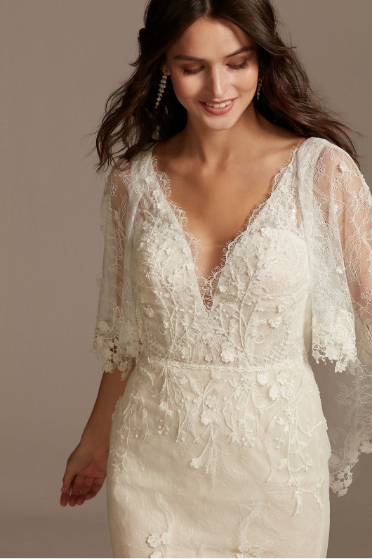 Lace Wedding Dress with Crochet Trim Capelet Melissa Sweet MS251224