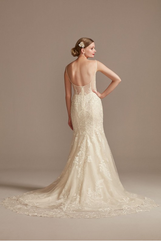 Lace Wedding Dress with Cutout Cathedral Train  CWG895