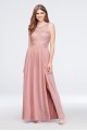 Lace and Chiffon Gown with Geometric Neckline City Triangles 3622GF1B