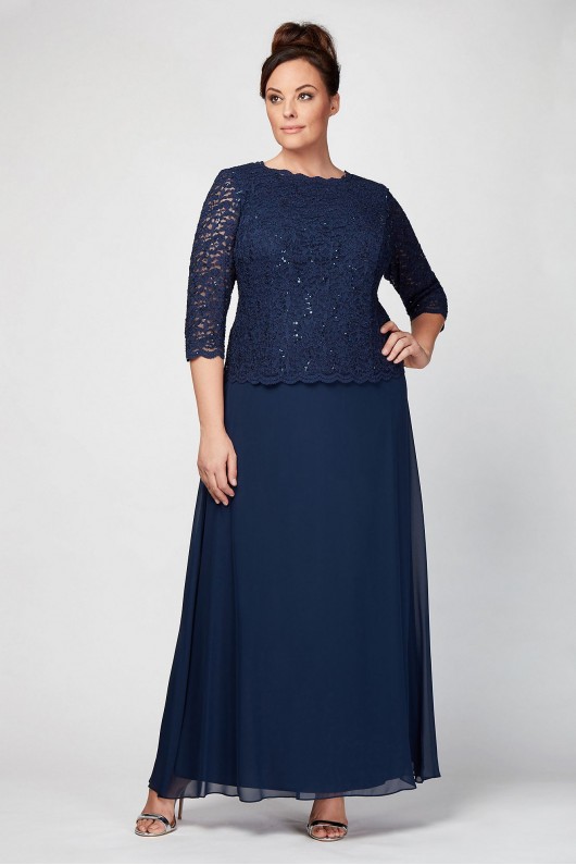 Lace and Chiffon Mock Two-Piece Plus Size Gown Alex Evenings 412318