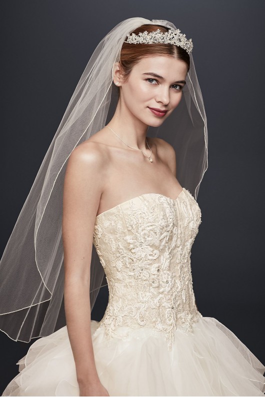 Lace and Organza Ruffled Skirt Wedding Dress  NTCWG568
