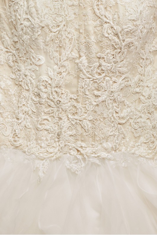Lace and Ruffled Organza Petite Wedding Dress  7NTCWG568