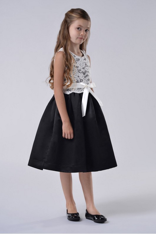 Lace and Satin Flower Girl Dress With Sash US Angels 105UA