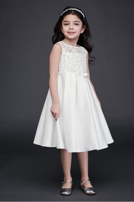 Lace and Satin Flower Girl Dress with Bow Sash  OP260