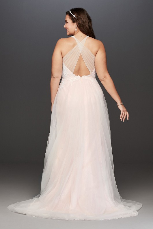 Lace and Tulle Cross-Back Plus Size Wedding Dress  Collection 9WG3963