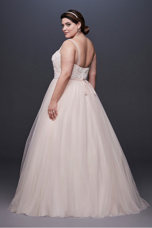 Lace and Tulle Plus Size Wedding Dress with Ribbon  Collection 9NTWG3905