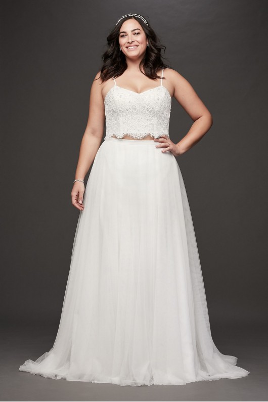 Lace and Tulle Two-Piece Plus Size Wedding Dress Galina 9WG3952