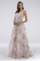 Lara Daphne Lace V-Neck Ball Gown with Feathers Lara 29764