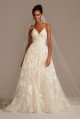 Large Floral Applique Beaded Strap Wedding Dress  CWG879