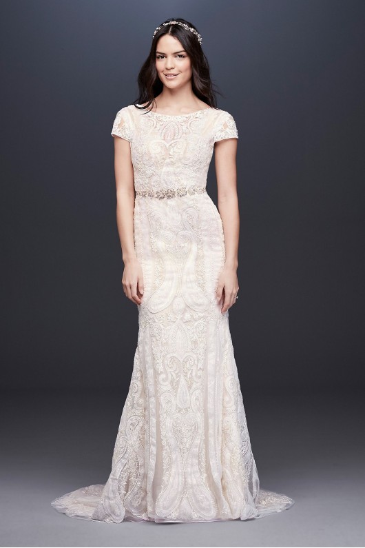 Laser-Cut Lace Illusion Cap Sleeve Wedding Dress Melissa Sweet MS251194