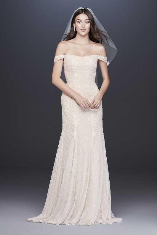 Layered Lace Swag Sleeve Trumpet Wedding Dress Melissa Sweet 4XLMS251196