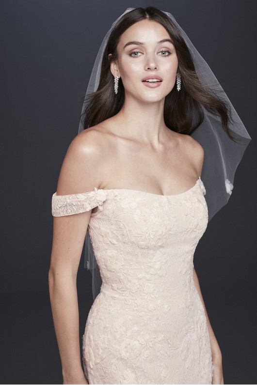 Layered Lace Swag Sleeve Trumpet Wedding Dress Melissa Sweet 4XLMS251196