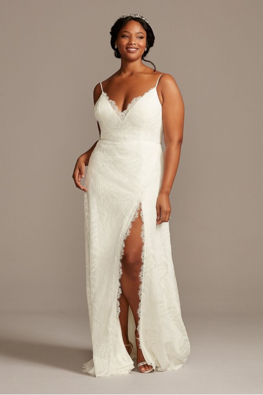 Leaf Pattern Lace A-Line Plus Size Wedding Dress Melissa Sweet 8MS251220