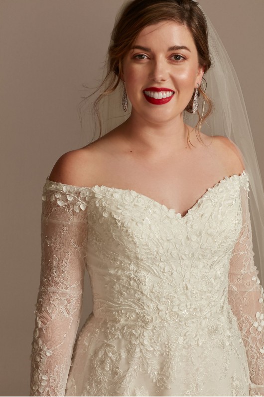 Leafy Applique Lace Off the Shoulder Wedding Dress  CWG891