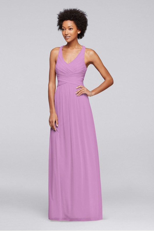 Long Bridesmaid Dress with Crisscross Back Straps  W10974