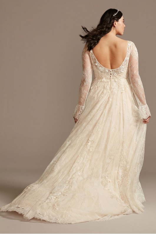 Long Sleeve Chantilly Lace Plus Size Wedding Dress Melissa Sweet 8MS251227