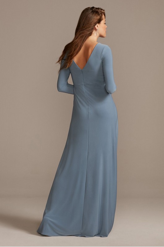Long Sleeve Jersey V-Neck Dress with Slit DB Studio DS270090