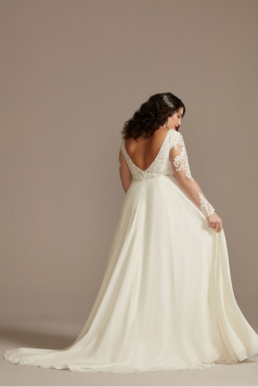 Long Sleeve Lace Applique Tall Plus Wedding Dress  4XL9SLLBSWG842