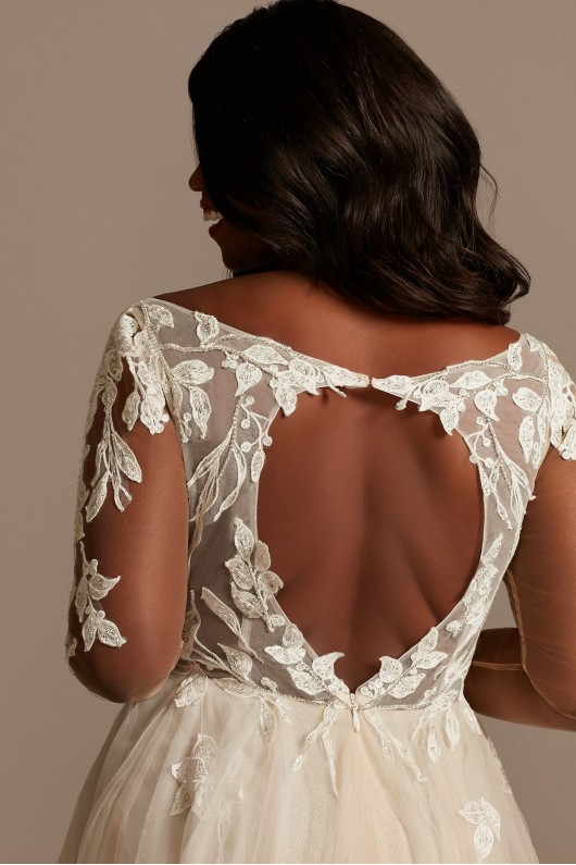 Long Sleeve Lace Appliqued Plus Size Wedding Dress  9SLSWG862