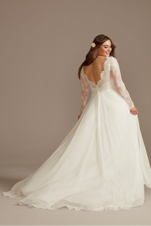 Long Sleeve Plunge Lace Plus Size Wedding Dress DB Studio 9WG4035