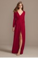 Long Sleeve Wrap Georgette Bridesmaid Dress  F20172