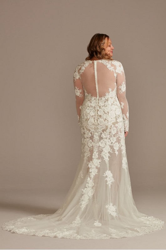 Long Slv Sequin Bodysuit Plus Tall Wedding Dress  4XL9SLMBSWG843