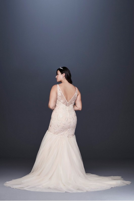 Mermaid Beaded Floral Lace Plus Size Wedding Dress  8CWG832