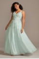 Mesh Plus Size Gown with 3D Floral Applique Xscape 783XW