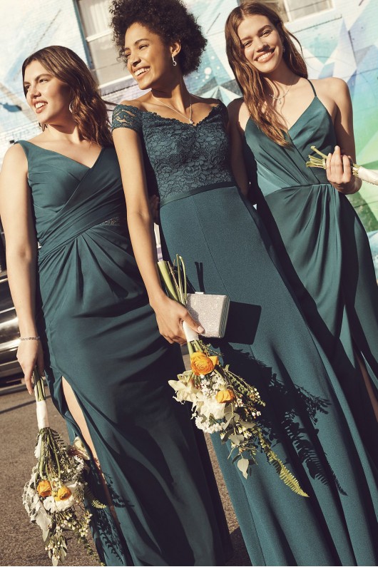 Mesh Tank Bridesmaid Dress with Lace Inset  F19983