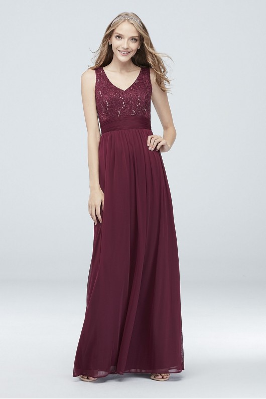 Mesh and Sequin Lace Dress with Pleated Waist DB Studio W60082