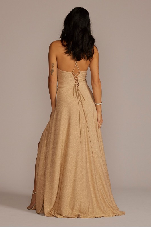 Metallic Cowl Neck Dress with Lace-Up Back DB Studio D21NY2129