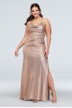 Metallic Cowl Neck Plus Size Dress with Ruching Morgan and Co 21793W