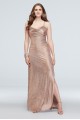 Metallic Cowl Neck Sheath Dress with Ruching Morgan and Co 21793