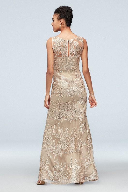 Metallic Embroidered Floral Mermaid Dress and Cape Ignite 7120155