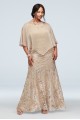 Metallic Floral Plus Size Dress and Cape Set Ignite 7420155