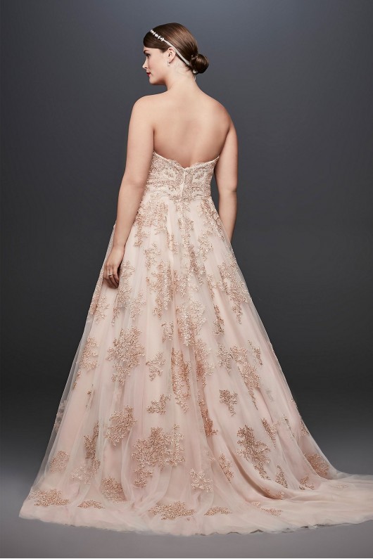 Metallic Lace Plus Size A-Line Wedding Dress  8CWG767