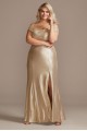 Metallic Off-the-Shoulder Seamed Plus Size Gown Morgan and Co 21761W