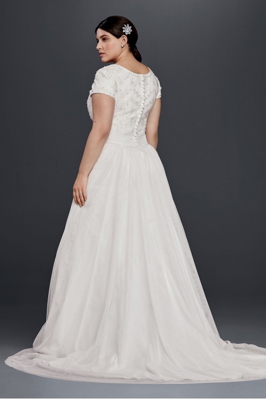 Modest Short Sleeve Plus Size A-Line Wedding Dress  Collection 9SLWG3811